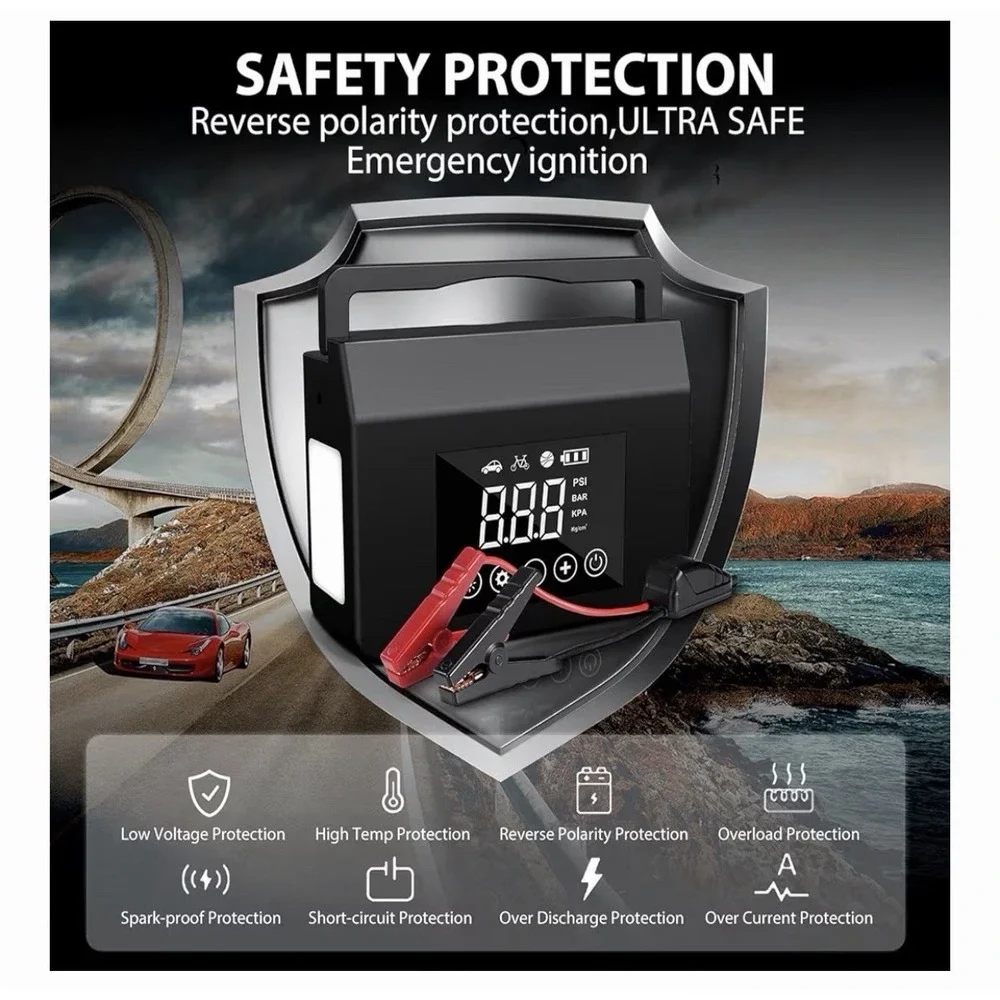 4000A Jump Starter with Air Compressor, 12V Portable Car Battery Charger,